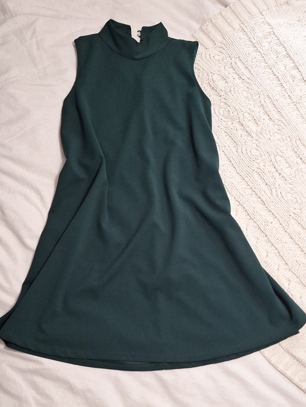 blue Sand Sleeveless Mock Neck Swing Dress